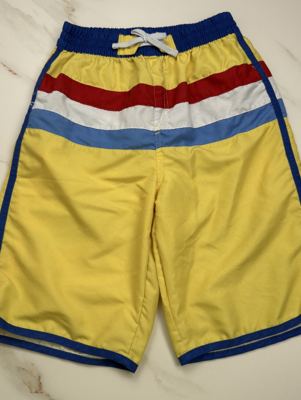 Kidpik Yellow Colorblock Swim Trunks - Boys XXL